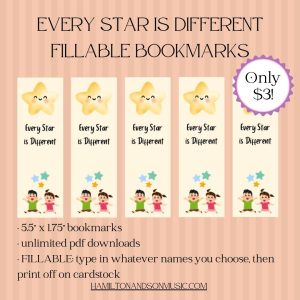 EVERY STAR IS DIFFERENT - Fillable Bookmarks
