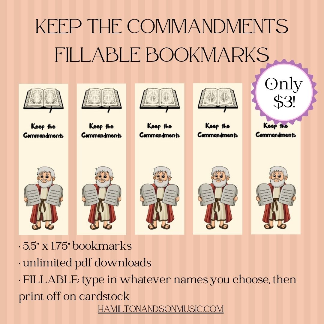 KEEP THE COMMANDMENTS - Fillable Bookmarks