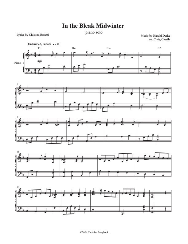 IN THE BLEAK MIDWINTER (DARKE) - piano solo bundle - Image 2