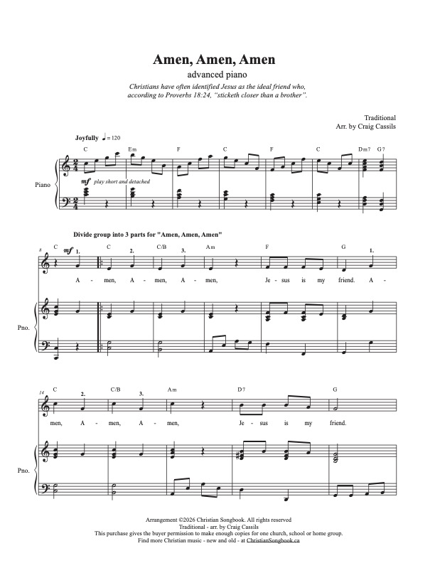 AMEN, AMEN, AMEN - 3-part song bundle - Image 2