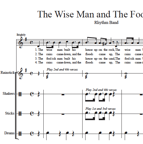 The Wise Man and the Foolish Man, CS 281 - REGULAR RHYTHM BAND ARRANGEMENT - Image 2